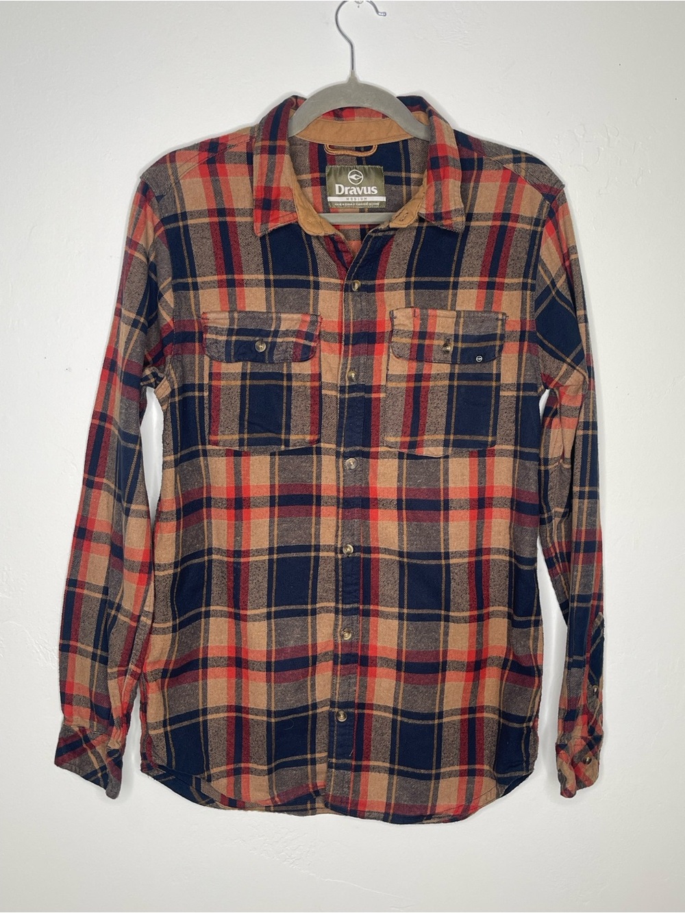 Dravus Men’s Plaid Cotton Flannel Button-Up Shirt Size Medium